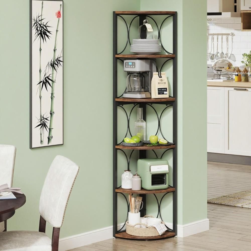 6-Tier Corner Bookshelf – Versatile Standing Shelf for Living Room, Bedroom, Bathroom, or Balcony
