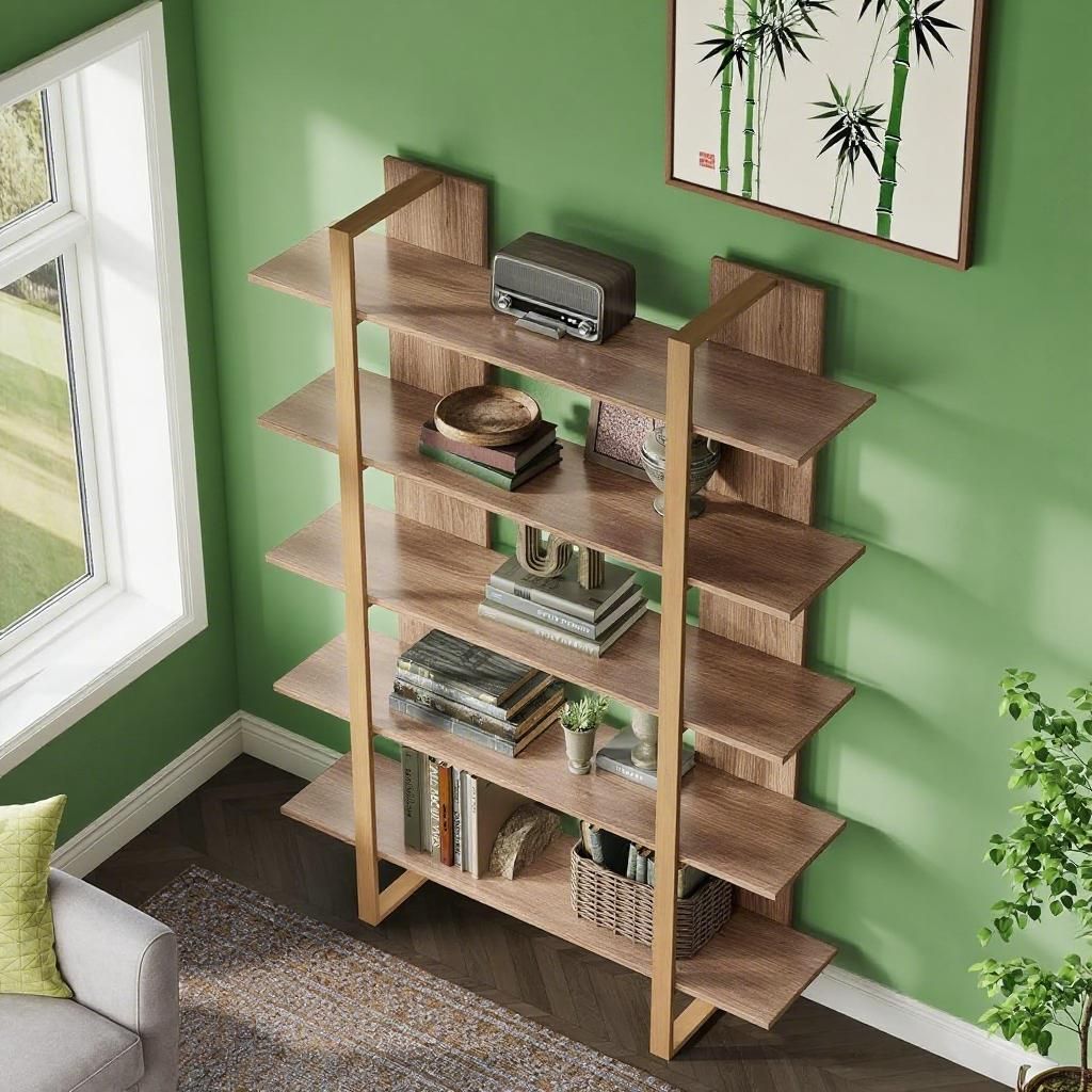 Industrial Chic Tall Bookshelf for Home Office