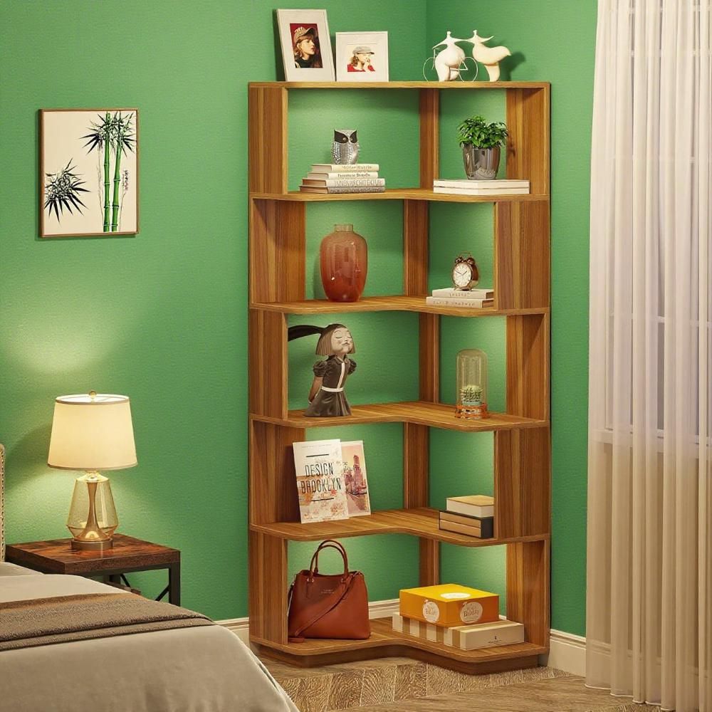 L-Shaped Corner Bookcase with Industrial Style