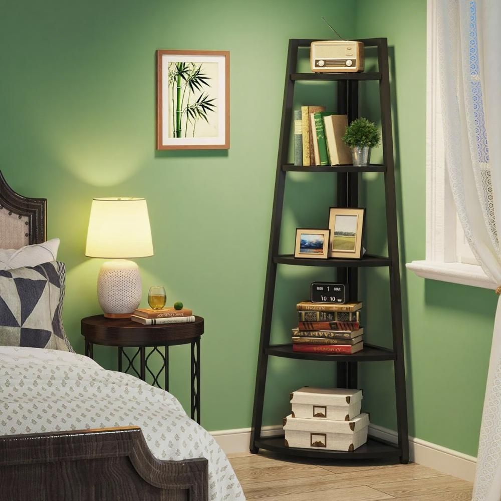 5-Tier Corner Bookshelf – Space-Saving and Sturdy