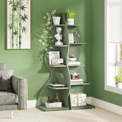 Modern 5-Tier Bookshelf with Adjustable Shelves – White
