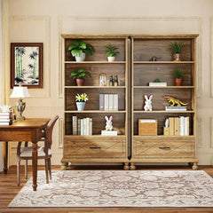 Lake Blue Coastal Farmhouse Bookcase with Drawer