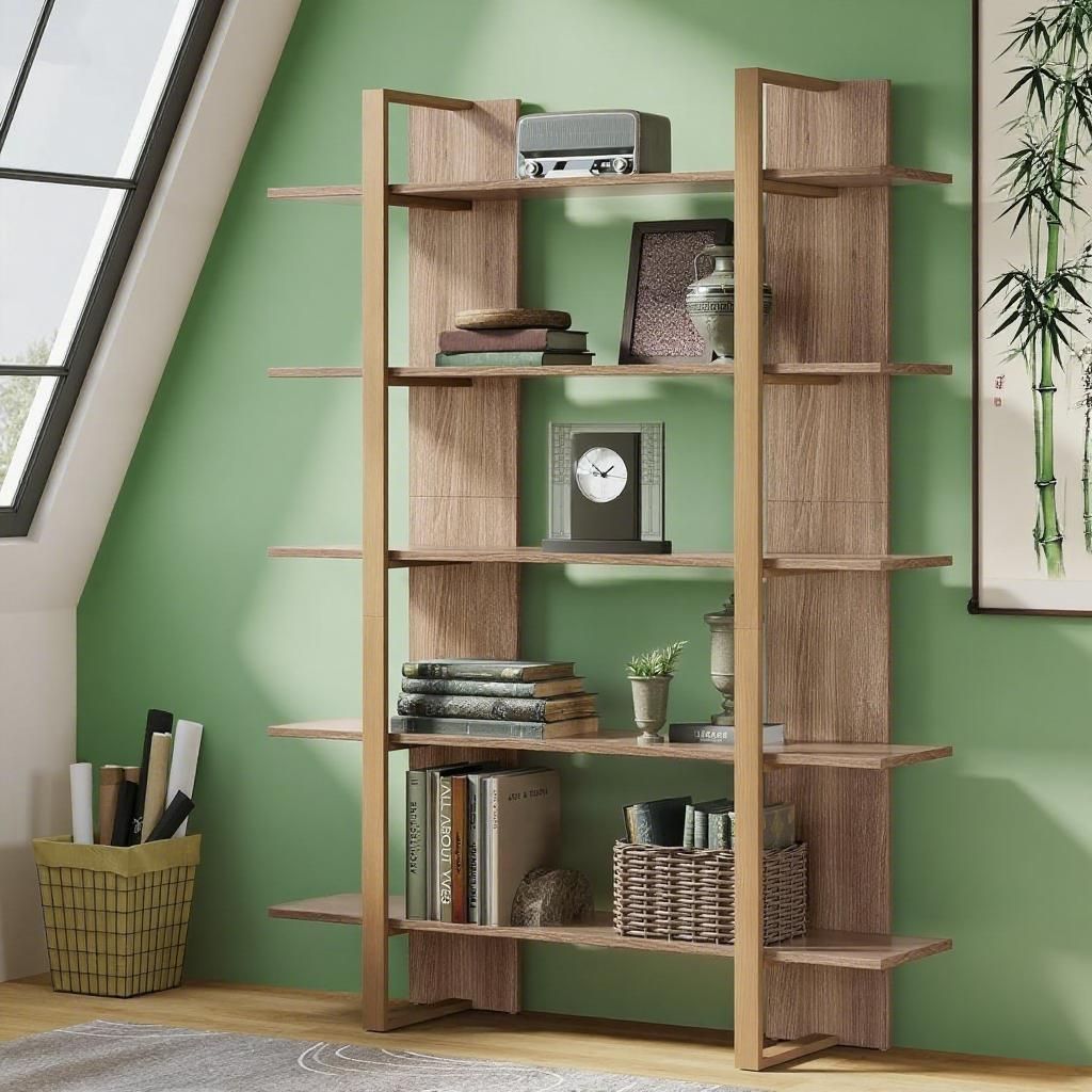 Industrial Chic Tall Bookshelf for Home Office