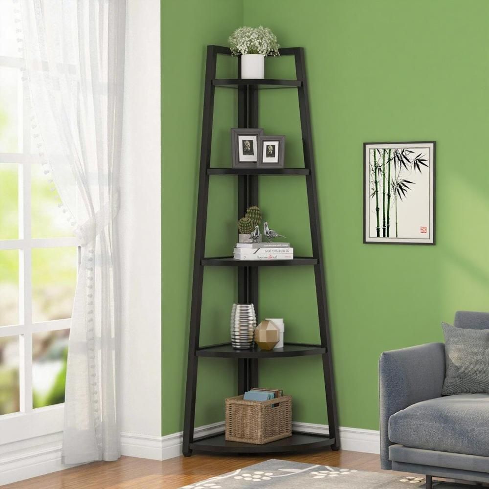 5-Tier Corner Bookshelf – Space-Saving and Sturdy