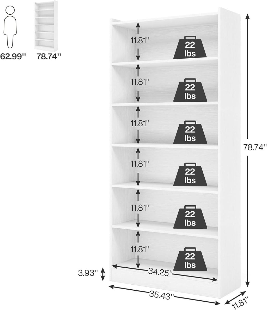 Tall Seven-Shelf Bookcase for Books and Displays
