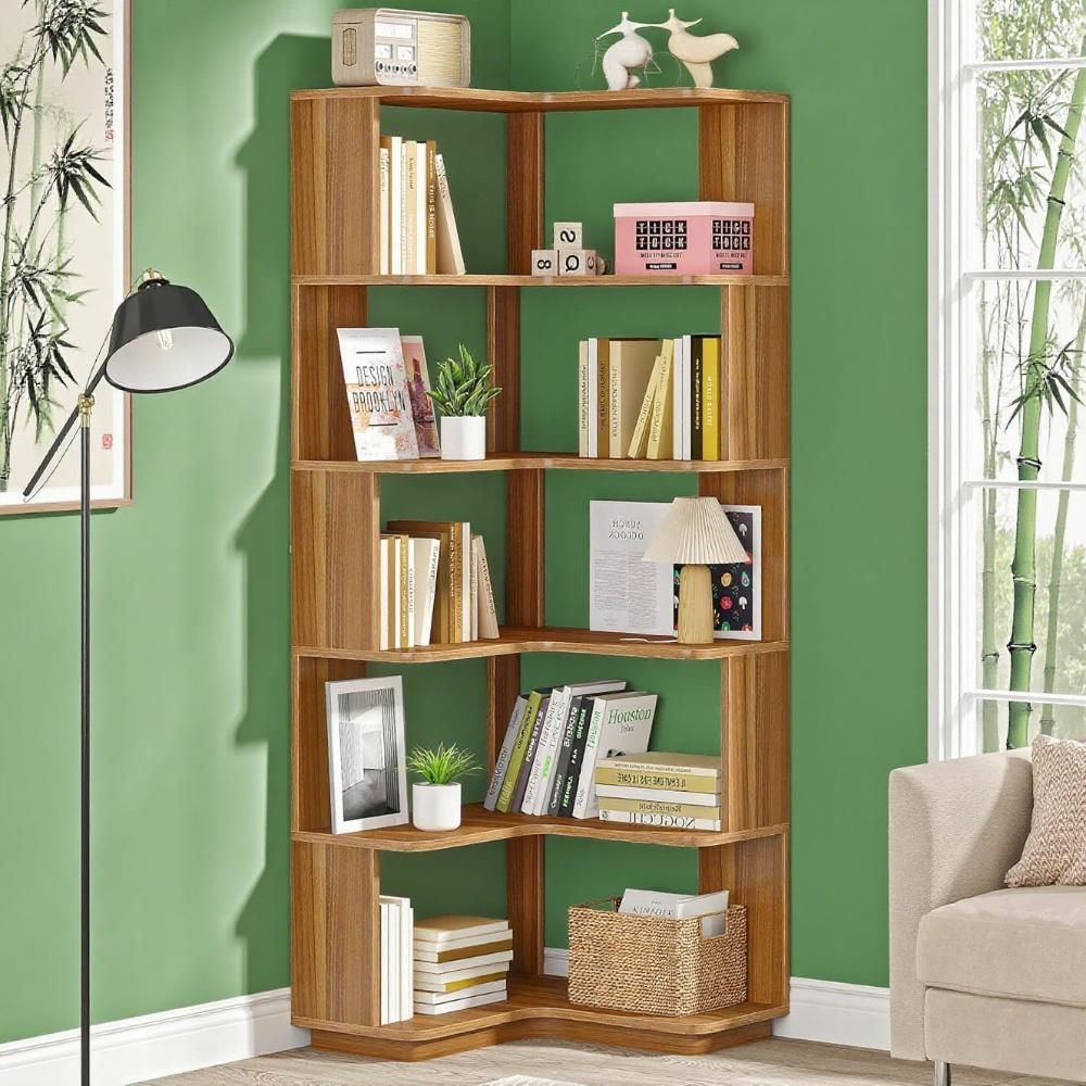 L-Shaped Corner Bookcase with Industrial Style