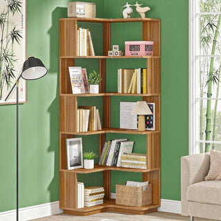 L-Shaped Corner Bookcase with Industrial Style