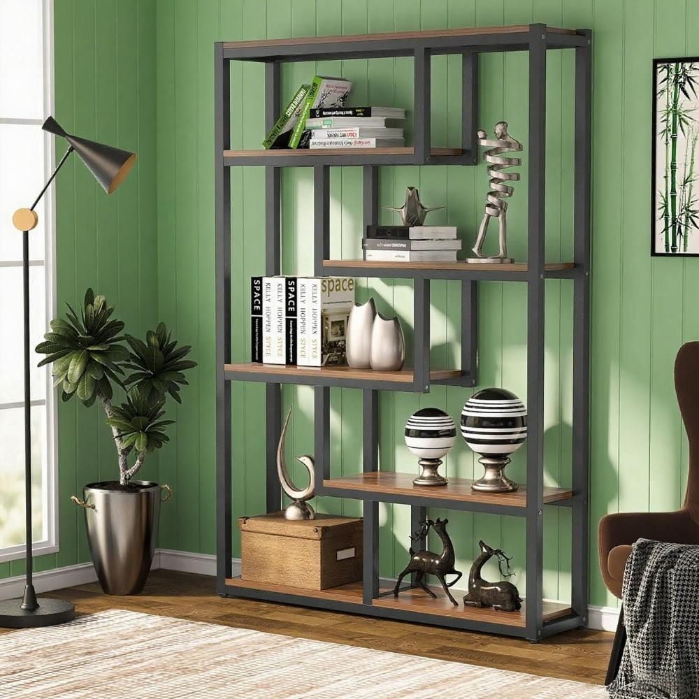 Asymmetrical Industrial Etagere Bookcase