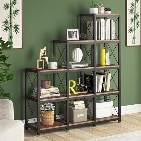 Nine-Cube Stepped Bookcase with Vintage Character