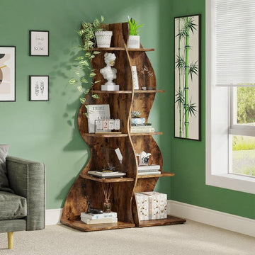 Modern White Bookshelf with Adjustable Shelving