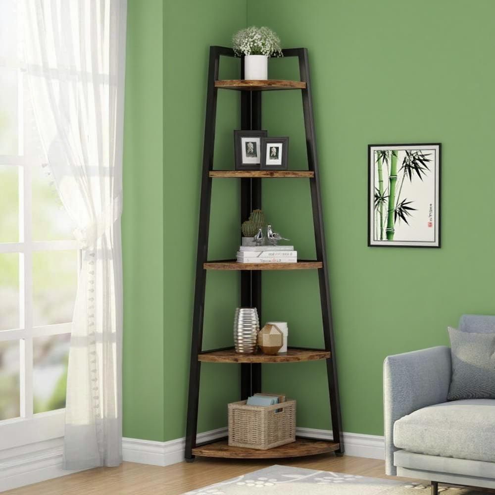 Five-Tier Corner Bookshelf for Versatile Display