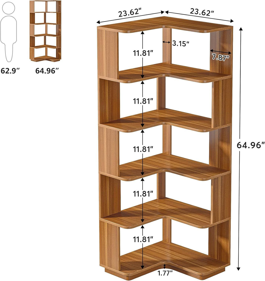 L-Shaped Corner Bookcase with Industrial Style