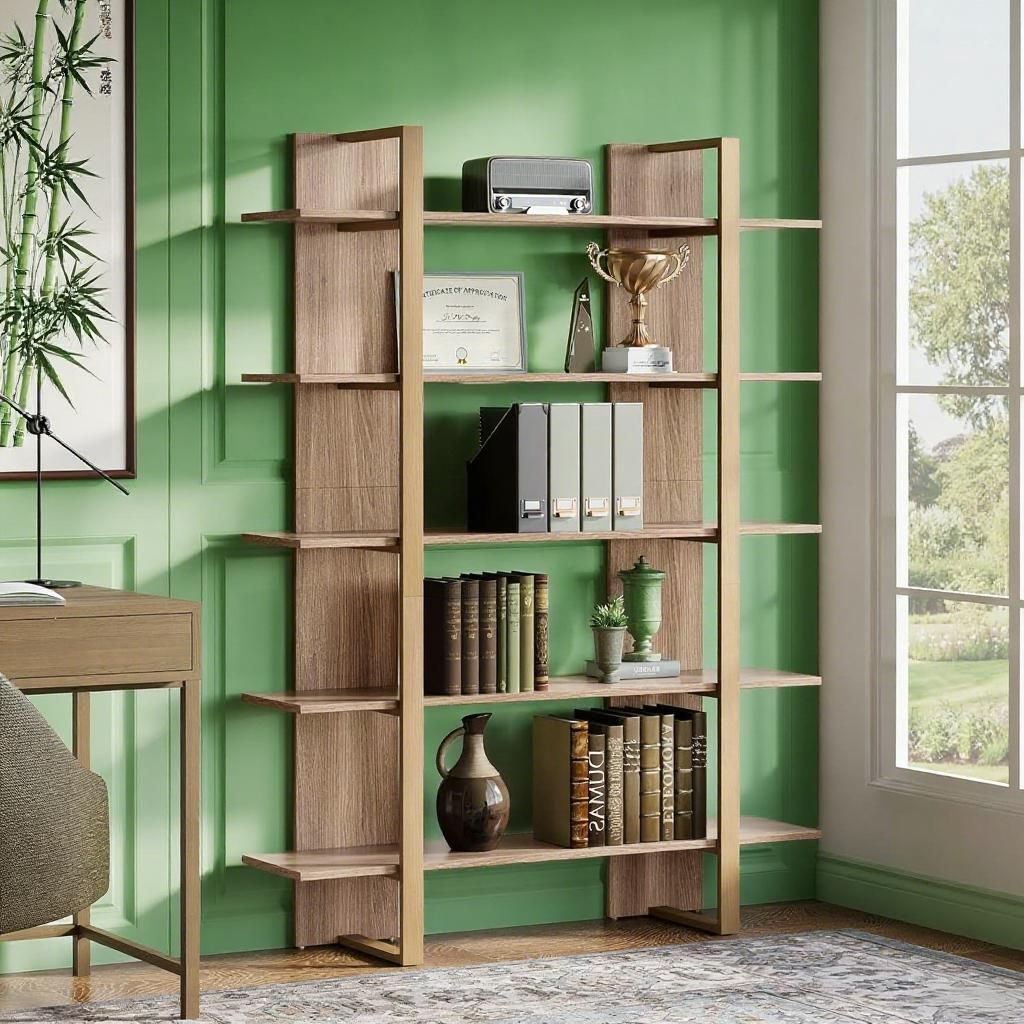 Industrial Chic Tall Bookshelf for Home Office