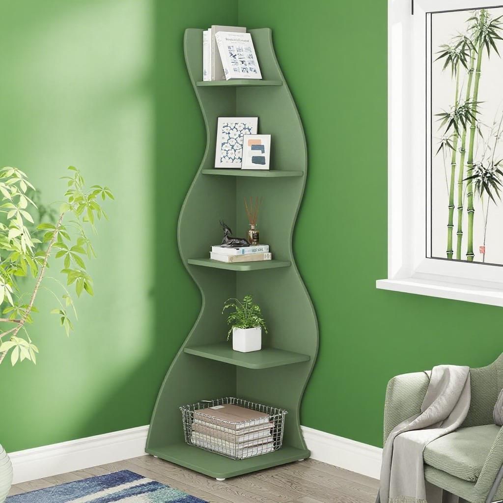 Modern 5-Tier Bookshelf with Adjustable Shelves – White