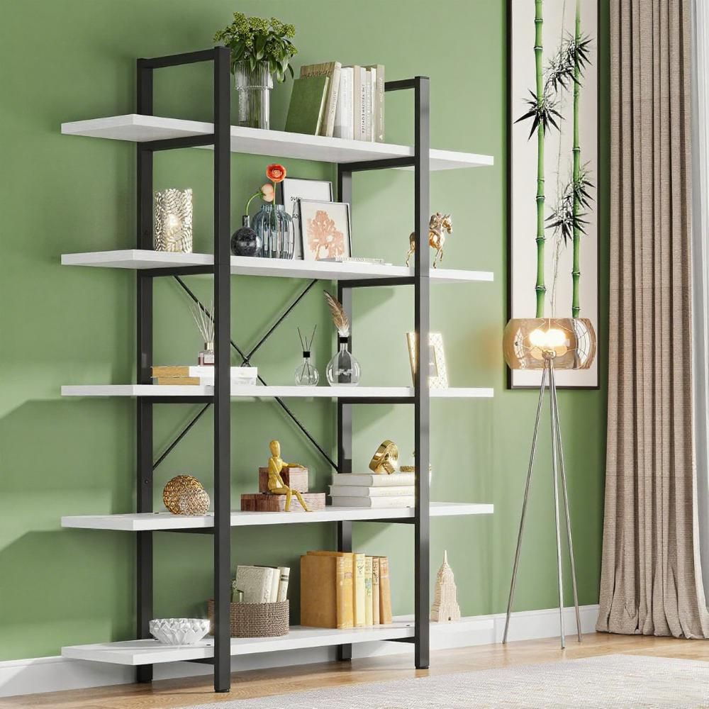 Open Five-Shelf Bookcase for Books and Display Pieces
