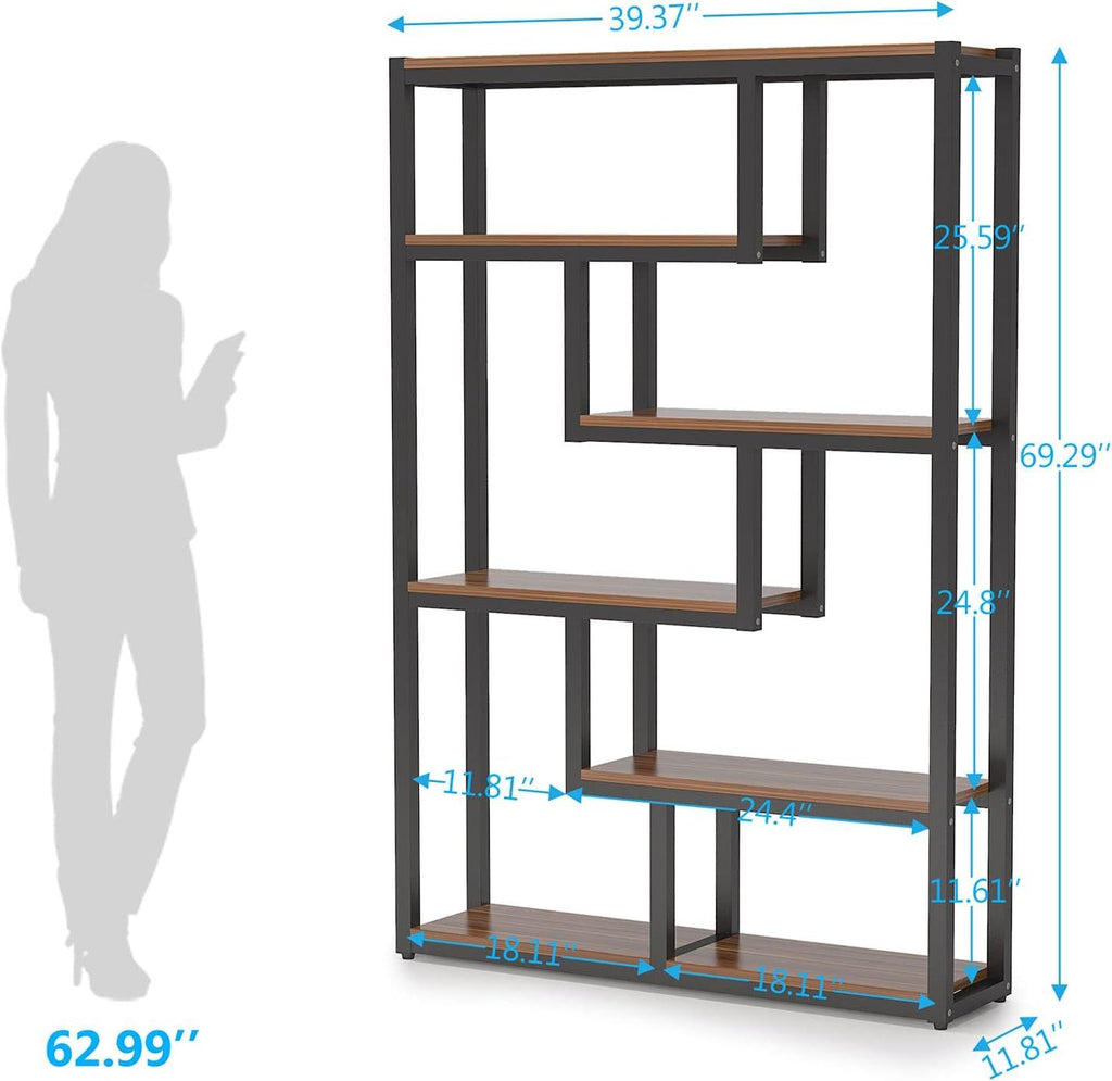Asymmetrical Industrial Etagere Bookcase