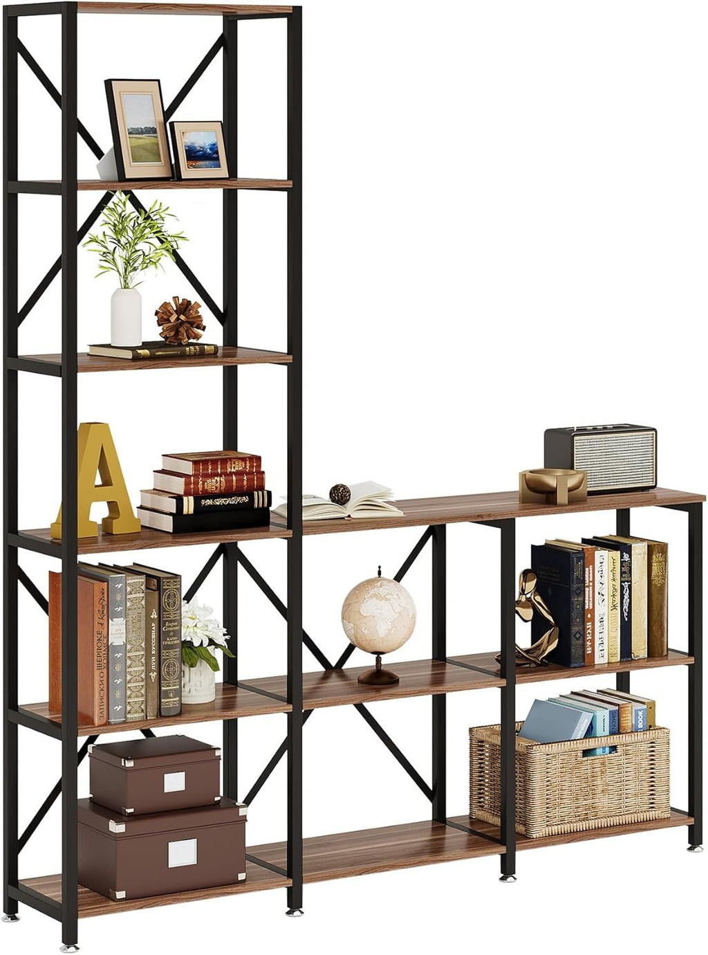 5-Tier L-Shaped Bookshelf for Versatile Storage and Display