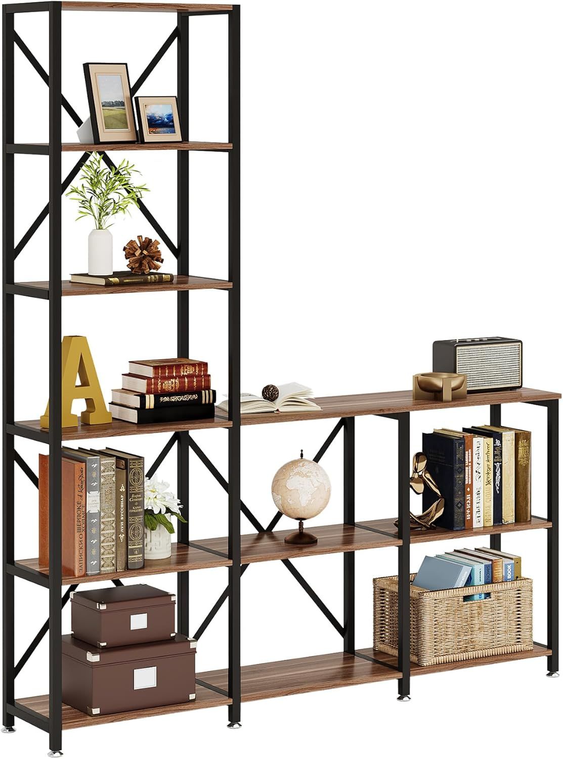 5-Tier L-Shaped Bookshelf for Versatile Storage and Display