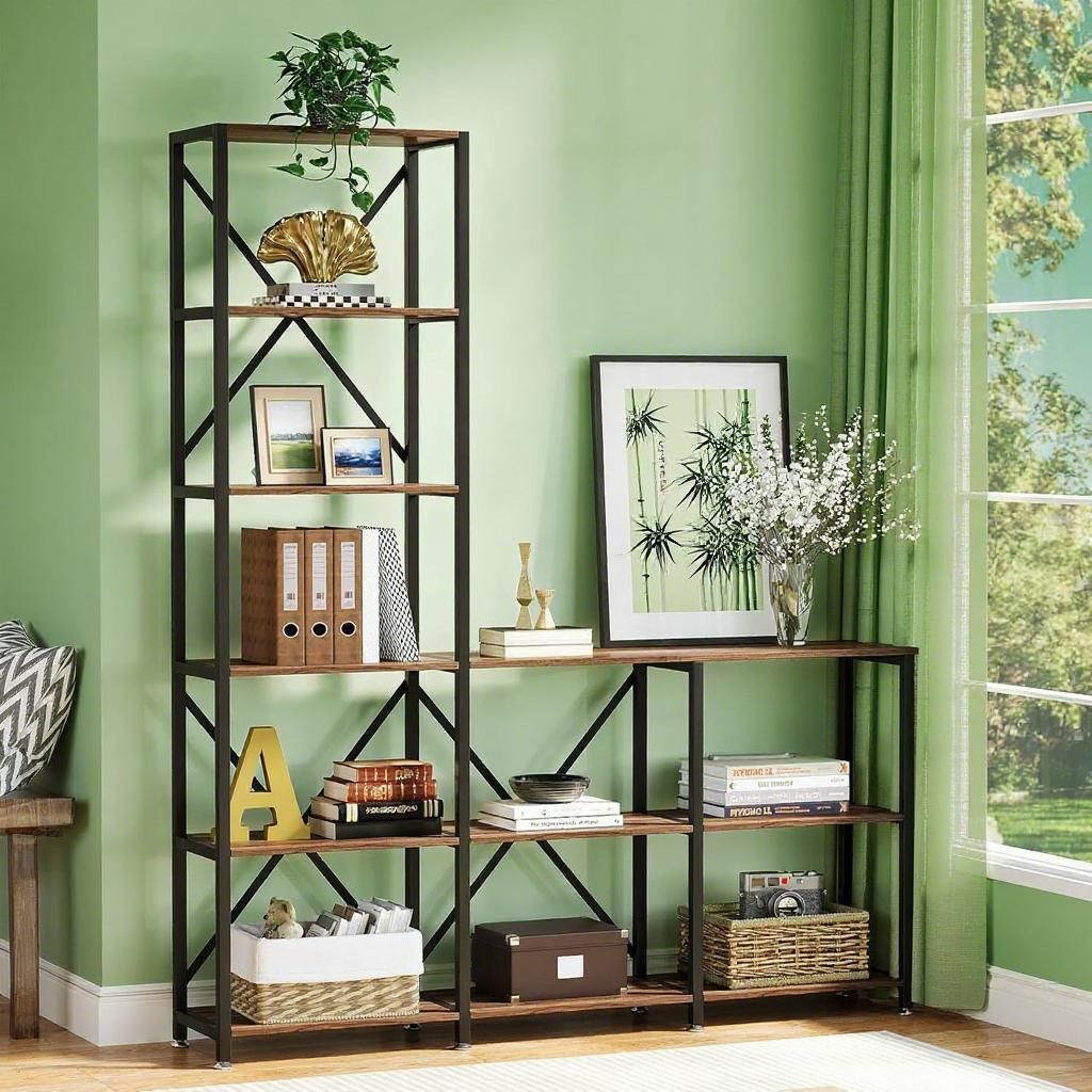 5-Tier L-Shaped Bookshelf for Versatile Storage and Display