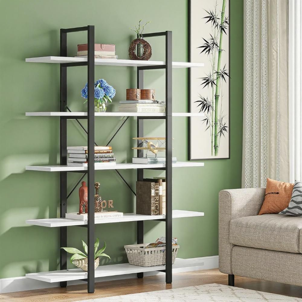 Open Five-Shelf Bookcase for Books and Display Pieces