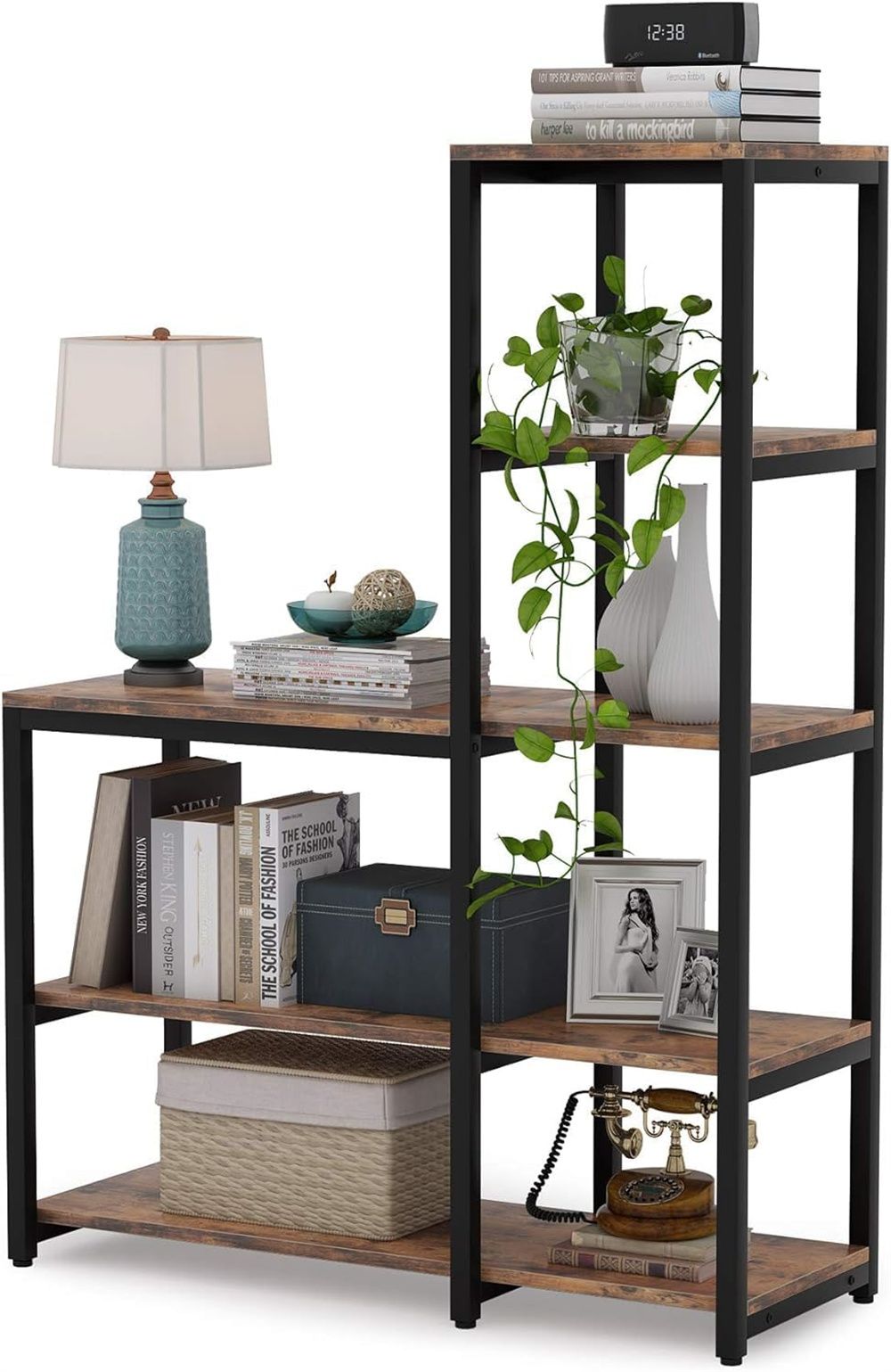 5-Tier L-Shaped Bookshelf – Versatile Display & Storage for Any Room