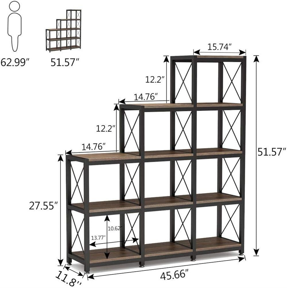 Nine-Cube Stepped Bookcase with Vintage Character