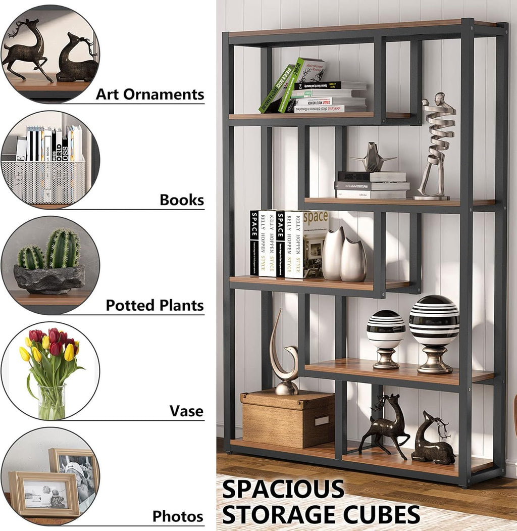 Asymmetrical Industrial Etagere Bookcase
