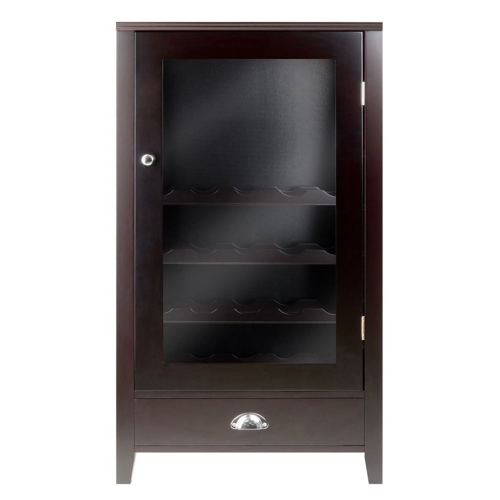 Modular Wine Cabinet with Clear Glass Door and Stemware Rack