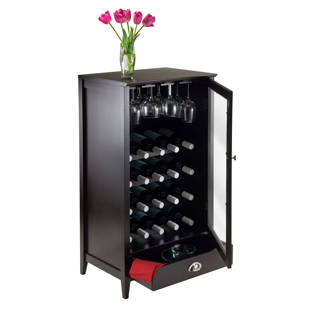 Modular Wine Cabinet with Clear Glass Door and Stemware Rack