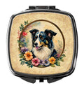Border Collie and Flowers Compact Mirror