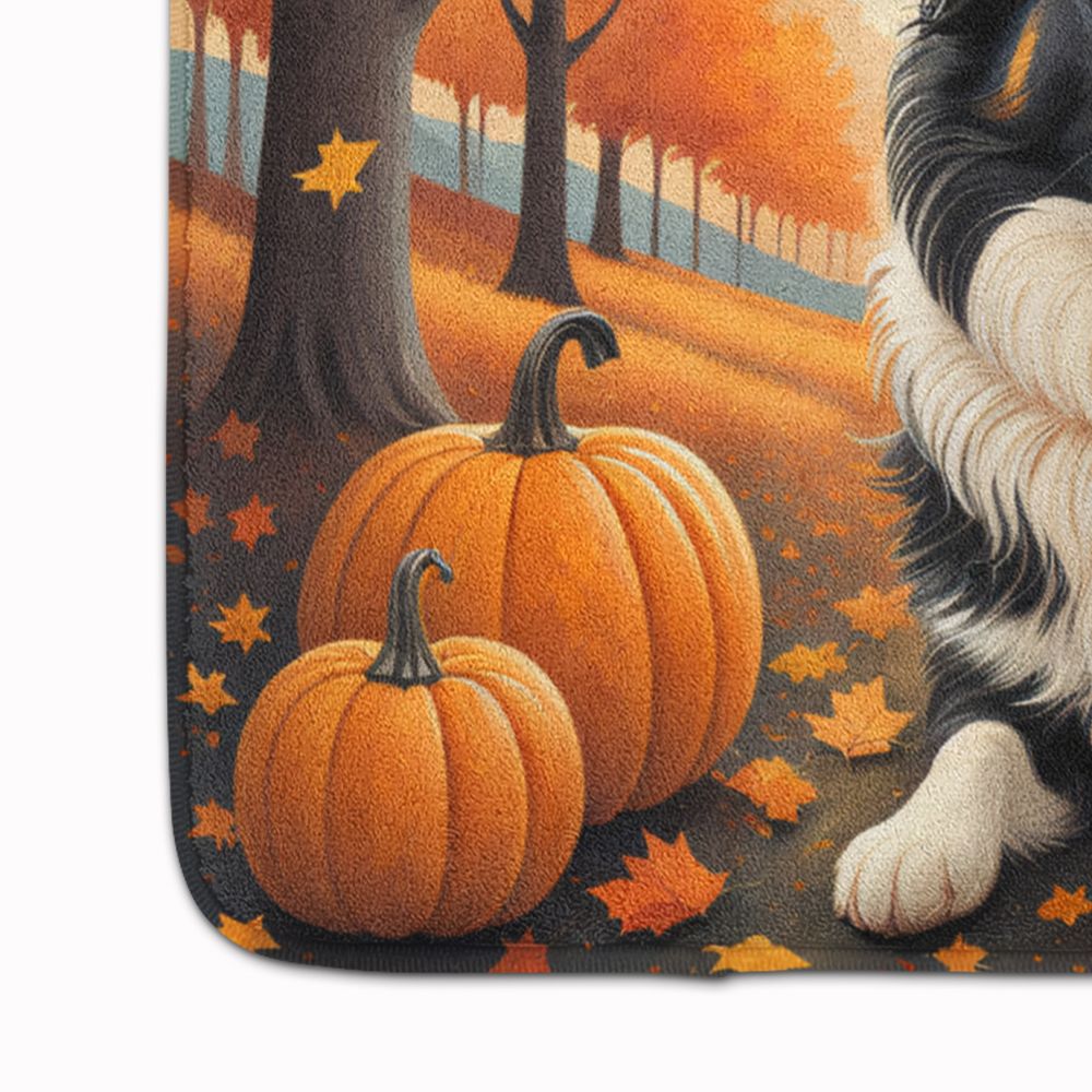 Border Collie Fall Cushioned Kitchen and Bath Mat