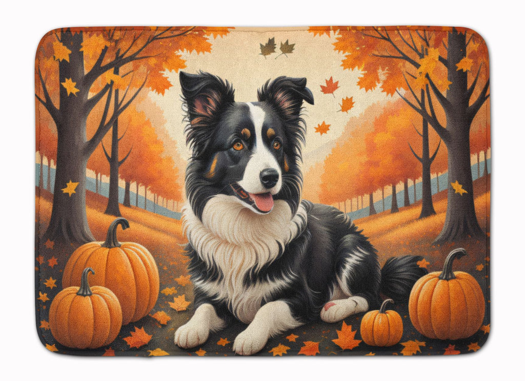 Border Collie Fall Cushioned Kitchen and Bath Mat