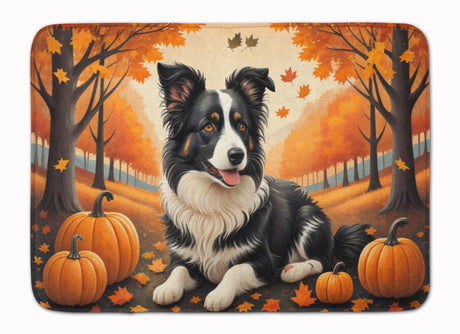 Border Collie Fall Cushioned Kitchen and Bath Mat