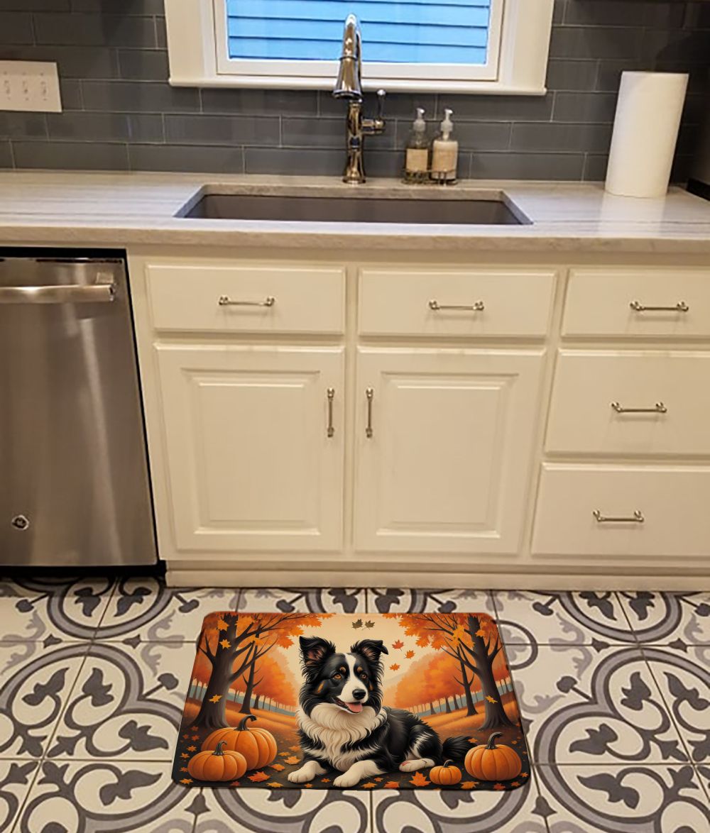 Border Collie Fall Cushioned Kitchen and Bath Mat