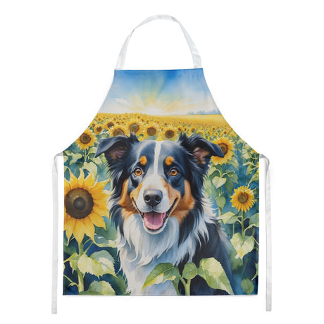 Border Collie in Sunflowers Bib Apron
