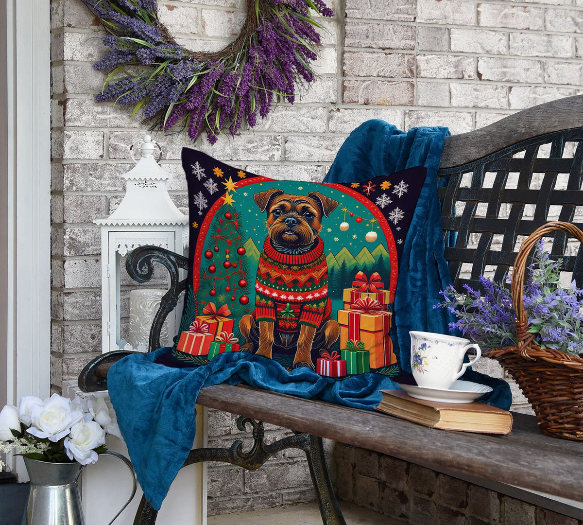 Border Terrier Christmas Decorative Pillow
