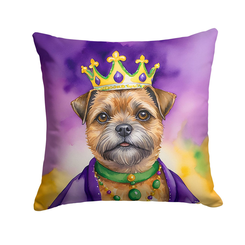Border Terrier King of Mardi Gras Throw Pillow