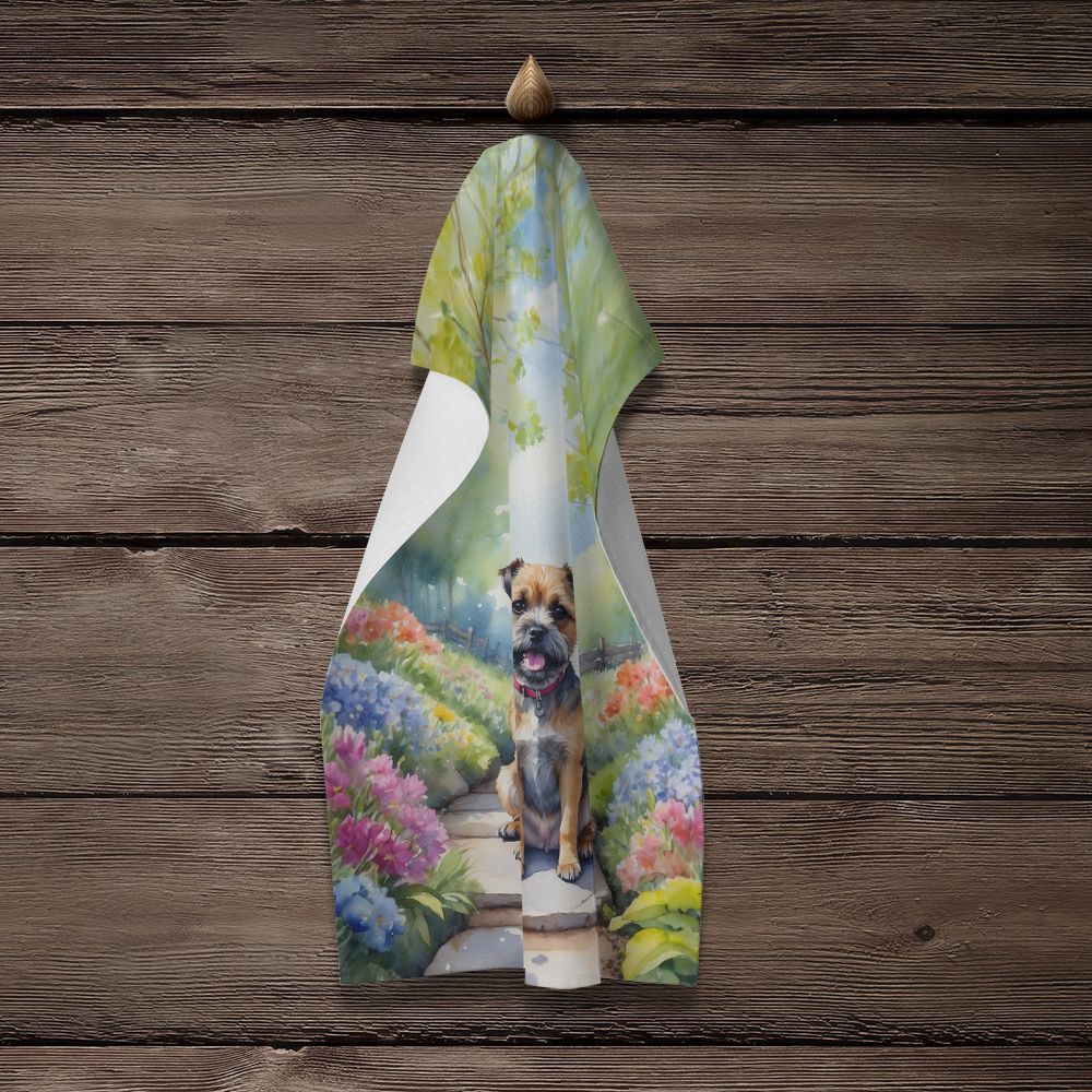 Border Terrier Spring Path Kitchen Towel