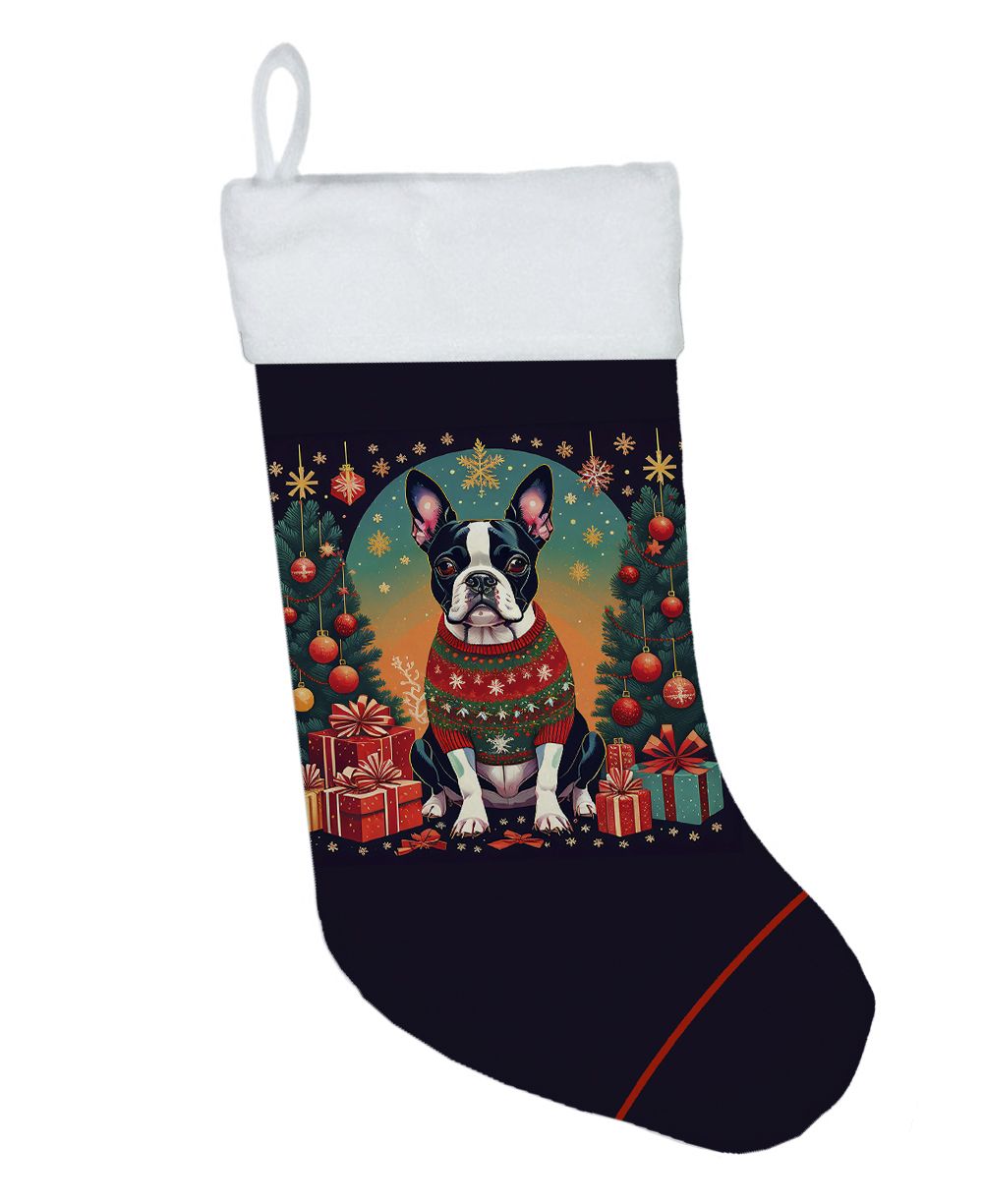 Boston Terrier Double-Sided Christmas Stocking