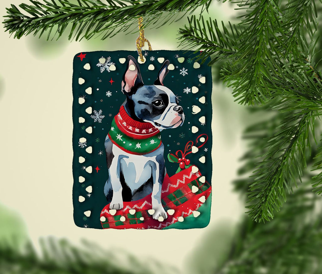 Boston Terrier Christmas Keepsake Ornament
