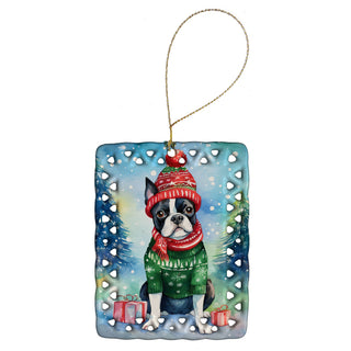 Boston Terrier Christmas Keepsake Ornament