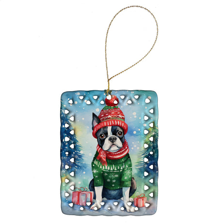 Boston Terrier Christmas Keepsake Ornament