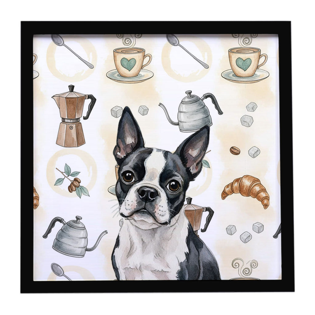 Boston Terrier Coffee Bar Framed Art Print