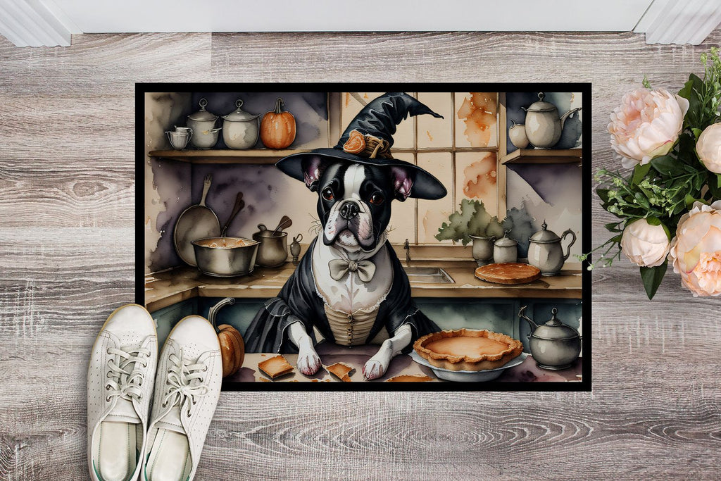 Boston Terrier Fall Pumpkin Halloween Doormat
