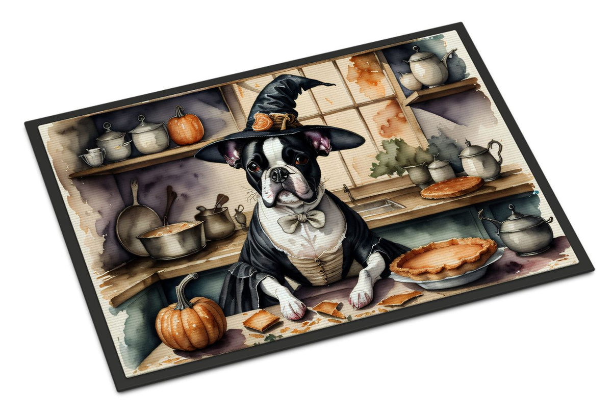 Boston Terrier Fall Pumpkin Halloween Doormat
