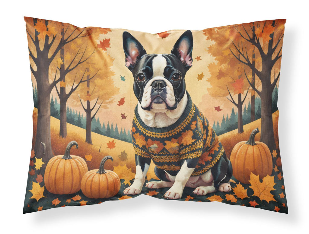 Boston Terrier Fall Standard Pillowcase Lightweight Super Soft Easy Care Decorative