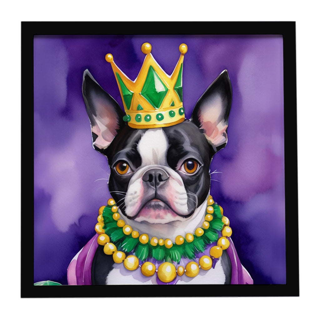 Boston Terrier King of Mardi Gras Framed Wall Art