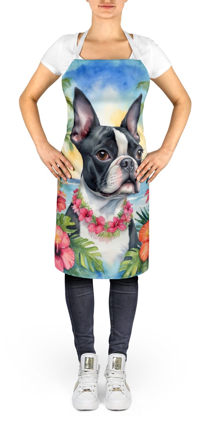 Boston Terrier Luau Apron for Kitchen, Crafts, and Gardening