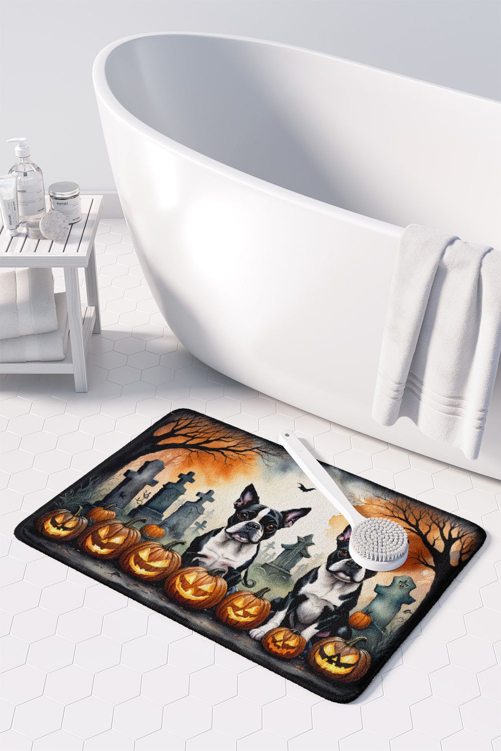 Boston Terrier Halloween Memory Foam Kitchen Mat