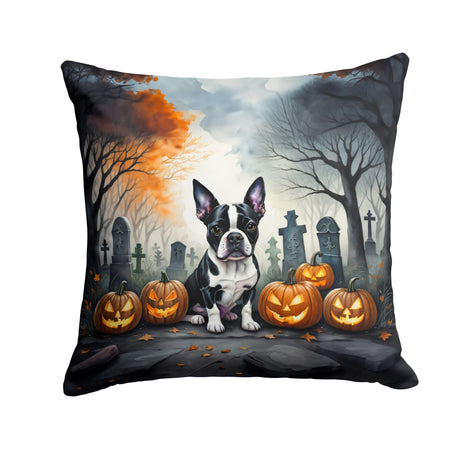 Boston Terrier Spooky Halloween Throw Pillow